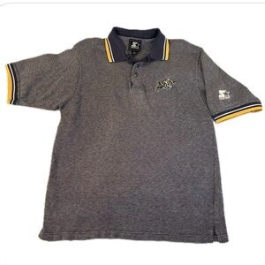Vintage Navy Midshipmen Embroidered Starter Charcoal Polo Shirt Yellow‎ Size M